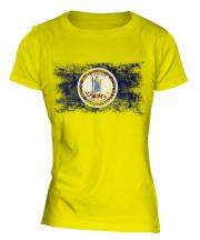 Virginia State Distressed Flag Ladies T-Shirt