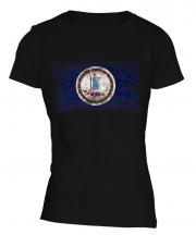 Virginia State Distressed Flag Ladies T-Shirt