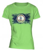 Virginia State Distressed Flag Ladies T-Shirt