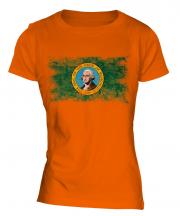 Washington State Distressed Flag Ladies T-Shirt