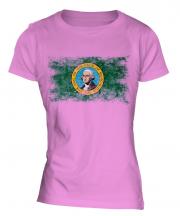 Washington State Distressed Flag Ladies T-Shirt