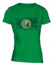 Washington State Distressed Flag Ladies T-Shirt