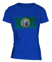 Washington State Distressed Flag Ladies T-Shirt