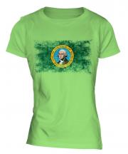 Washington State Distressed Flag Ladies T-Shirt