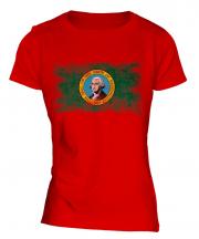 Washington State Distressed Flag Ladies T-Shirt