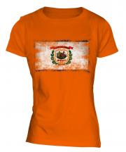 West Virginia State Distressed Flag Ladies T-Shirt