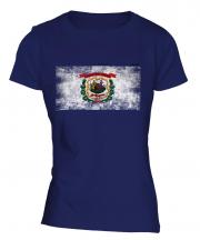 West Virginia State Distressed Flag Ladies T-Shirt
