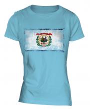 West Virginia State Distressed Flag Ladies T-Shirt