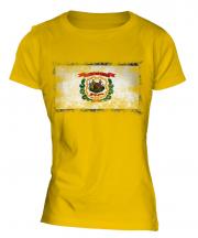 West Virginia State Distressed Flag Ladies T-Shirt