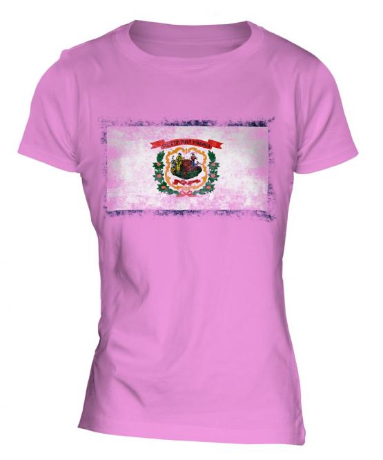 West Virginia State Distressed Flag Ladies T-Shirt