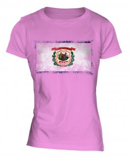 West Virginia State Distressed Flag Ladies T-Shirt