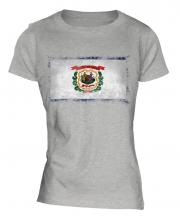 West Virginia State Distressed Flag Ladies T-Shirt