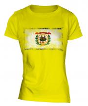 West Virginia State Distressed Flag Ladies T-Shirt