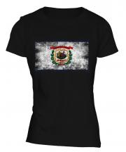 West Virginia State Distressed Flag Ladies T-Shirt