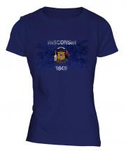 Wisconsin State Distressed Flag Ladies T-Shirt