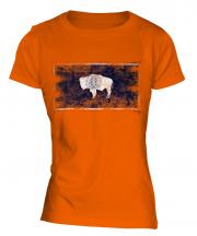Wyoming State Distressed Flag Ladies T-Shirt