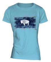 Wyoming State Distressed Flag Ladies T-Shirt