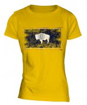 Wyoming State Distressed Flag Ladies T-Shirt