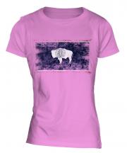 Wyoming State Distressed Flag Ladies T-Shirt