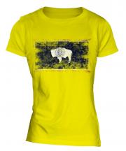 Wyoming State Distressed Flag Ladies T-Shirt