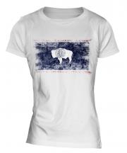 Wyoming State Distressed Flag Ladies T-Shirt