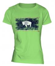 Wyoming State Distressed Flag Ladies T-Shirt