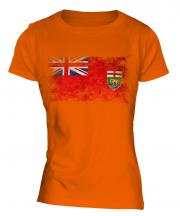 Manitoba Distressed Flag Ladies T-Shirt