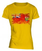 Manitoba Distressed Flag Ladies T-Shirt