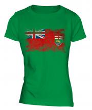 Manitoba Distressed Flag Ladies T-Shirt