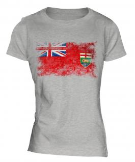 Manitoba Distressed Flag Ladies T-Shirt