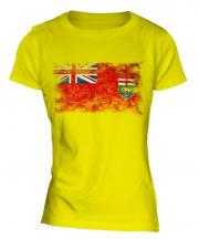 Manitoba Distressed Flag Ladies T-Shirt