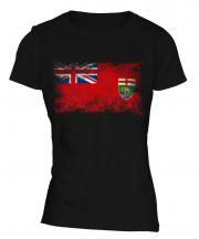 Manitoba Distressed Flag Ladies T-Shirt