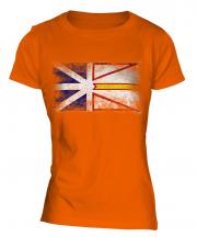 Newfoundland And Labrador Distressed Flag Ladies T-Shirt