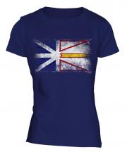 Newfoundland And Labrador Distressed Flag Ladies T-Shirt