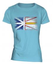 Newfoundland And Labrador Distressed Flag Ladies T-Shirt