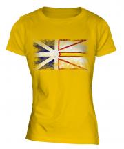 Newfoundland And Labrador Distressed Flag Ladies T-Shirt