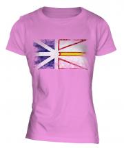 Newfoundland And Labrador Distressed Flag Ladies T-Shirt