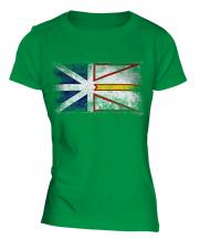 Newfoundland And Labrador Distressed Flag Ladies T-Shirt