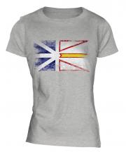 Newfoundland And Labrador Distressed Flag Ladies T-Shirt