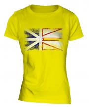 Newfoundland And Labrador Distressed Flag Ladies T-Shirt