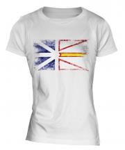 Newfoundland And Labrador Distressed Flag Ladies T-Shirt