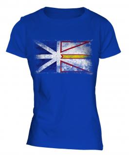 Newfoundland And Labrador Distressed Flag Ladies T-Shirt