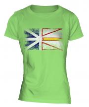 Newfoundland And Labrador Distressed Flag Ladies T-Shirt