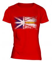 Newfoundland And Labrador Distressed Flag Ladies T-Shirt
