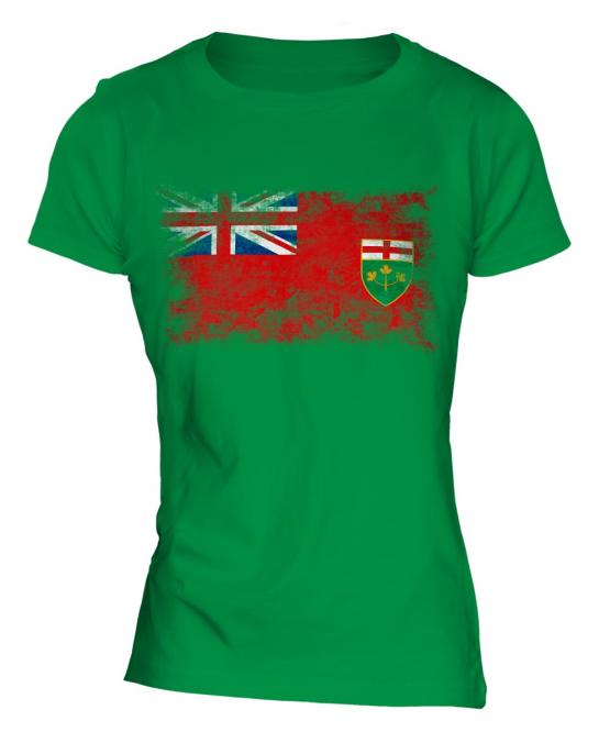 Ontario Distressed Flag Ladies T-Shirt