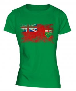 Ontario Distressed Flag Ladies T-Shirt