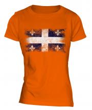 Quebec Distressed Flag Ladies T-Shirt