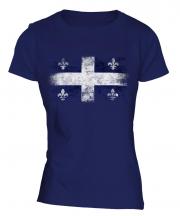 Quebec Distressed Flag Ladies T-Shirt