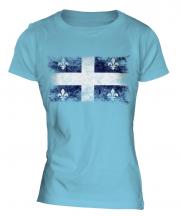 Quebec Distressed Flag Ladies T-Shirt
