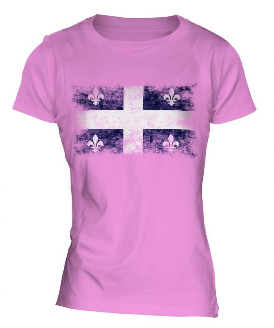 Quebec Distressed Flag Ladies T-Shirt